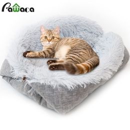 Warm fleece hondenbed verwijderbare dualuse mat zachte huisdier slaapbank lounger plush kussen winter kennel puppy mat ped y200330