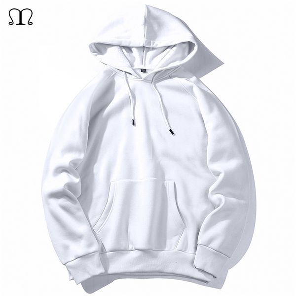 Sudaderas con capucha Warm Fleece Hombres Sudaderas Primavera Autumn Solid Blanco Color Hip Hop Streetwear Hoody Hombre Ropa UE SZIE XXL 210728