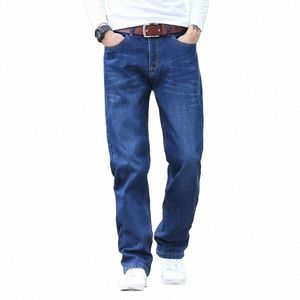 warme fleece velet jeans mannen denim grote size 40 42 44 winter mannelijk dikke zwarte jean broek heren losse hoge taille veerbroeken k6po#