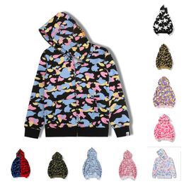Warme hoodie -ontwerper Shark Hoodies Zipper sweatshirts Fashion Full Zip hoodie gezicht jas Big sweatshirts mode losse paar jassen met capuchones l5