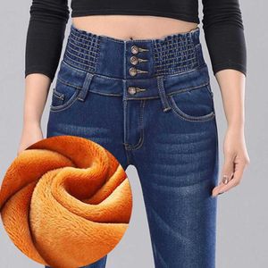 Jeans chauds femmes hiver denim pantalon femme plus taille maman noir jean femme stretch 210608