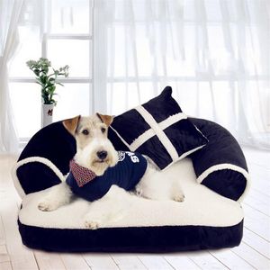 Perreras cálidas, cama para perros pequeños, sofá de lujo para mascotas, bolígrafos con almohada, lavado desmontable, forro polar suave para gatos house256i