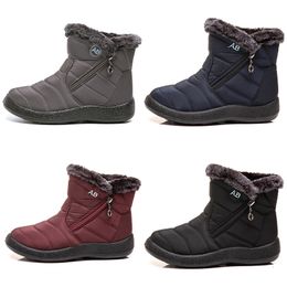 Bottes de neige chaudes pour femmes, chaussures en coton léger, noir, rouge, bleu, gris, baskets de sport de plein air en hiver