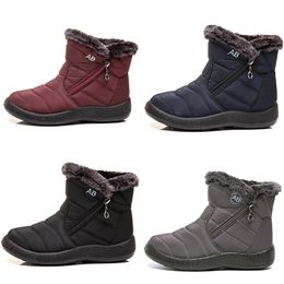 warme dames snowboots zijrits lichte katoenen damesschoenen zwart rood blauw grijs in de winter buitensporten sneakers kleur4