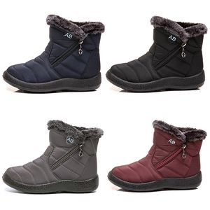 warme dames snowboots zijrits lichte katoenen damesschoenen zwart rood blauw grijs in de winter buitensporten sneakers color4