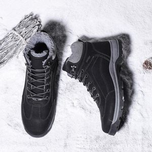 Botas cálidas para hombre, botas de invierno grandes para hombre, botas de nieve con terciopelo acolchado, zapatos de algodón, impermeables, antideslizantes, cortas, clásicas