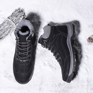 Bottes hiver chaud Hommes Nouveau Grand Hommes Bottes de neige capitonnées de velours haut-Chaussures montantes en coton imperméable antidérapante court classique