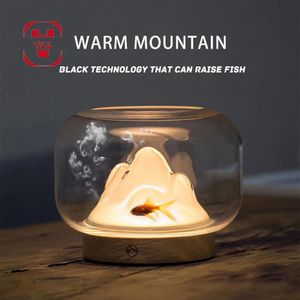 Warm berg nachtlampje bureaublad tafellamp zwarte technologie Luminous Fish Tank Flower Decoratie sieraden uniek cadeau250t