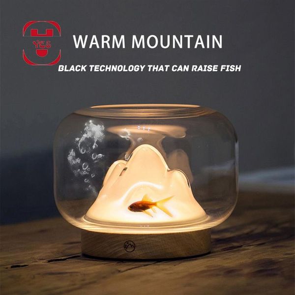 Mountain Mountain Night Light Bedside Desktop Table Lampe Black Technologie Lumineuse Fish Tref de fleur Décoration de fleur Unique Gift250T