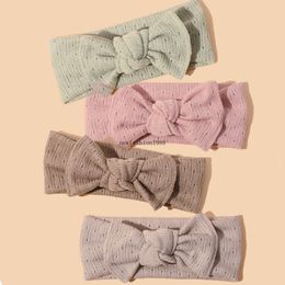 Warme Pasgeboren Gebreide Gat Hoofdband Strik Twist Tulband Headwrap voor Bebe Hairbow Haaraccessoires Kaki Baby Hoofdbanden voor Meisje