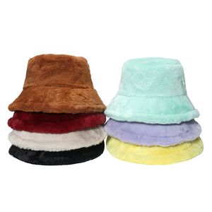 Casquettes Panama chaudes pour l'extérieur, noir, lavande, menthe, bordeaux, couleur unie, fausse fourrure, chapeau seau d'hiver pour femmes et hommes