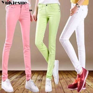 Chaud Skinny Jeans Pour Femme Plus La Taille Bonbons Couleur Hiver Femmes Stretch Denim Crayon Pantalon taille 210608