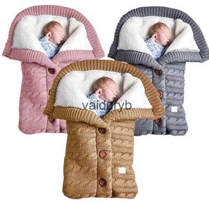 Sacs de couchage chauds infantile bébé hiver épais bouton tricot sac de sommeil pour literie couvertures d'emmaillotage poussette chancelière enfant en bas âge Wrapvaiduryb