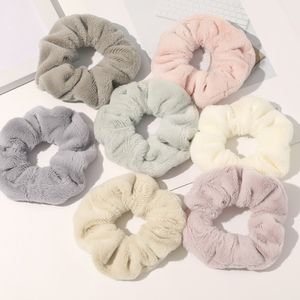 Warm Soft Hair Scrunchies Furry Elastic Hairband Women Girls Ponytail Holder Hairs Rubber Band Ties Hair Accessories