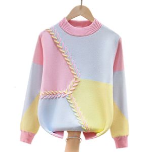Warme trui meisjes herfst winter kinderen gebreide pullover binnenste fleece voor kinderen 4 6 8 10 12 14 15 jaar slijtage lc329 l2405