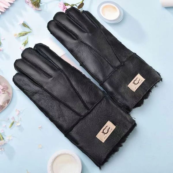 Cálido Ciclismo impermeable Acolchado Calidez Guantes de mujer Estilo de regalo de Navidad Guantes de lujo Diseñador Color sólido Carta Diseño de cuero Guantes 27JOP