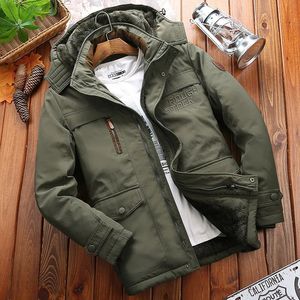 Warme Winterjas Heren Plus Size Katoen Gewatteerde Parka Jas Casual Faux Fur Capuchon Fleece Lange Mannelijke Windjack 240106