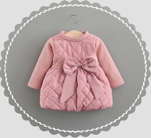 Warme winter lange mouw prinses baby's baby kinderen meisje infantil tutu boog kanten feest fluweel dikke dikke kledingvestidos7985813