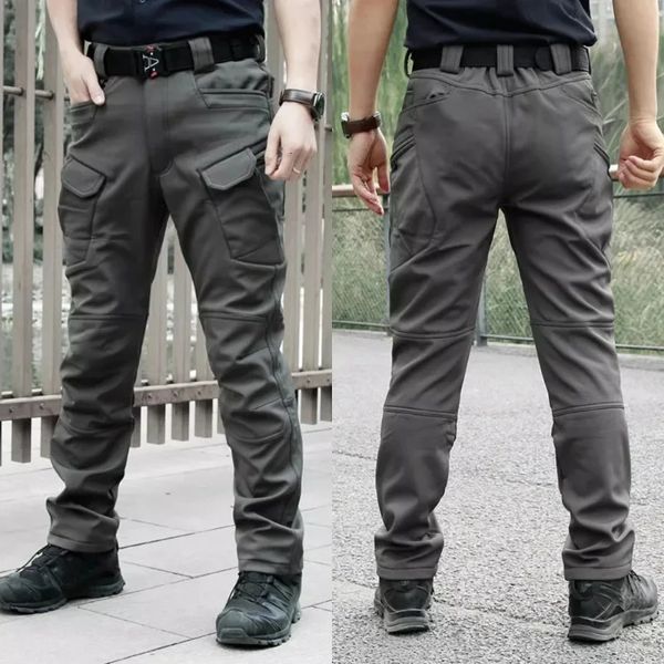 Cálido invierno hombres pantalones de cáscara suave viaje impermeable al aire libre camping senderismo polar a prueba de viento pantalones de esquí táctico 231220