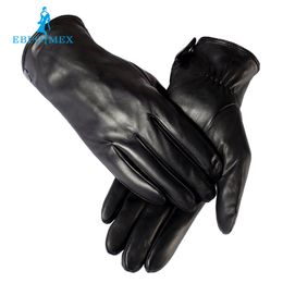 Gants chauds d'hiver pour hommes, cuir véritable, gants en cuir noir, gants en cuir pour hommes, gants d'hiver pour hommes, livraison gratuite