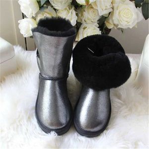 Plus chaud mode fourrure naturelle bottes de neige chaussures femmes véritable peau de mouton vraie fourrure 100% laine femmes hiver bottes de neige marque bottes