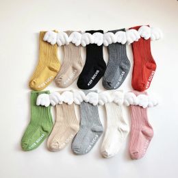 Chauffe-chaudes bébés filles garçons anges chaussettes d'aile en coton chaussettes de plancher court enfants