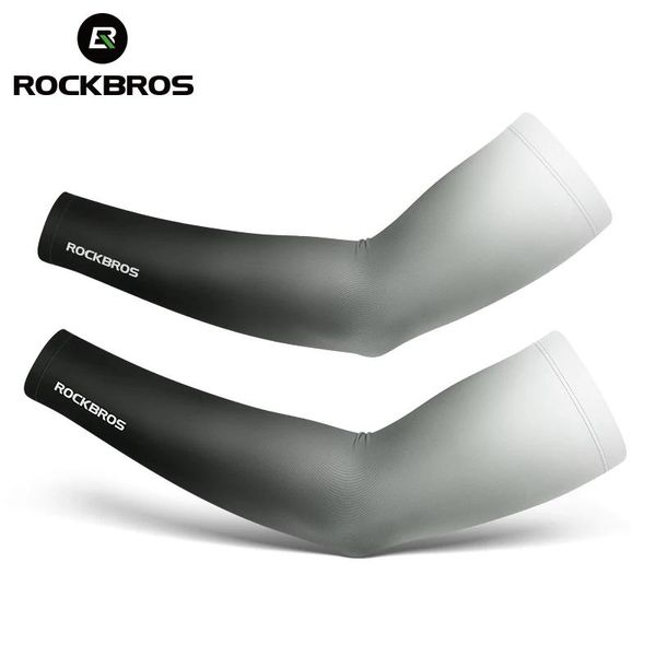 Calentadores ROCKBORS Mangas de bicicleta de seda de hielo Transpirable Verano Deportes frescos Calentadores de brazos de bicicleta UPF50+ UVA 0,21% Mangas de ciclismo con protección solar