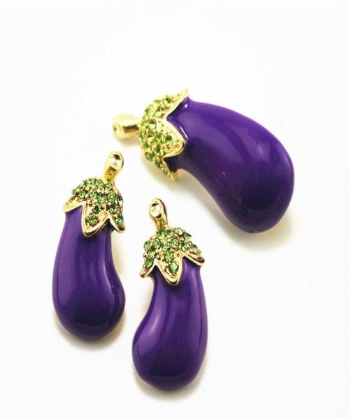 Joya de moda de calentamiento esmalte Glaze de cobre Cobre Fashion Purple Bewplant Gem Broches Pendientes Joyas para mujeres2787253