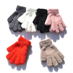 Warmom Coral Fleece Thicken Kids Gloves Winter Children Baby Plush Furry Full Finger Mittens Soft Glove For 7-11Years