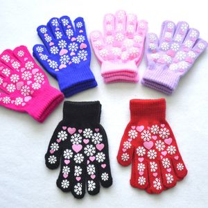 Warmom Mignon Enfant Mitaines Enfants Hiver Gants Tricotés Pour Garçons Fille Flocon De Neige Amour Motif Fingerling Luvas Doux Chaud Mitaine pour 5-11Y