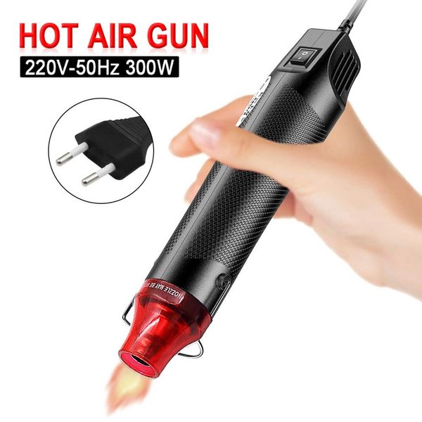 Warmtepistool Pistolet thermique de bricolage 220 V, outil électrique, pistolet à air chaud 300 W, pistolet de température avec siège de support, outil de bricolage en plastique rétractable