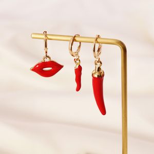 Warmt -ontwerp Red Pepper Hoop Oorbellen voor paar Lover's sieraden statement Fashion Creative Sexy Lip Drop Earring Gifts Brincos