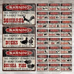 Advertencia de animales Señal de metal Cuidado con los perros Parrot de patios de conejo Partido de metal de metal Placas de placa Shabby Películas Bar Home Man Cave Livingroom Decoración de pared de 30x20cm W01