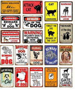 Panneaux de peinture en métal d'avertissement de Danger, méfiez-vous du chien chat, affiche murale Vintage, Pub, Bar, maison, peinture, décor de grotte d'homme, plaques en fer, autocollants, taille 30x20cm