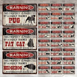 Warning Dogs Vintage Metal Tin Sign Waining Animal Sign Wall Decor Farm Decor Home Chenil Doghouse Décoration Plaque personnalisée Tin Signs Taille 30X20CM w01