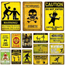 Avertissement Fart Zone Panneau de peinture en métal Attention Do Not Enter Metal Poster Zombie Party Wall Decor Bigfoot Crossing Plate Plaque Iron Arts Plaques Taille 30x20cm