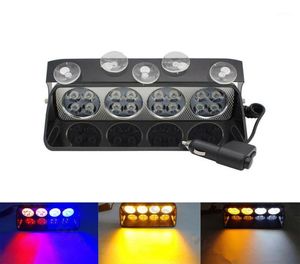 Waarschuwingslampje Strobe Knipperende lichten LED-voorruit Sucker Rood Blauw Amber Wit 16 Led-noodverlichting voor auto Voertuig 12V16943769