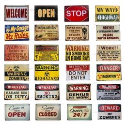 WAARSCHUWING ZOMBIE TOREN SPELEN GEEN METALEN BEKENEN PLAQUE BAR VINTAGE GARAGE WALL Decor Art Poster Plaque Bar Pub Club Home Decor Custom Signs Outdoor Metal Grootte 30x20cm W01