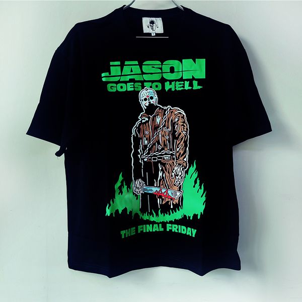 Warren T-shirts Jason Skull Print Hommes Lotas Top Tee T-shirts pour femmes T-shirts amples Hommes Chemise décontractée Shorts Sleeve Black Tee S-XL