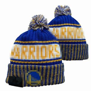 Warriors Beanie Golden States Bonnets Toutes les 32 équipes tricotées à revers Pom Casquettes de Baseball Chapeaux de Baseball rayés en Laine Chaude USA College Sport Chapeaux en Tricot Casquette pour Femmes a4