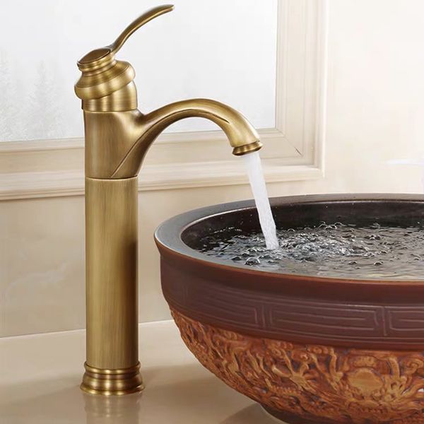 Robinets de lavabo-bassin Black / Antique Copper simple Pandle de salle de bain robinet de la salle de bain froide mélange de mélange de mélange de chariot d'évier de pavillon