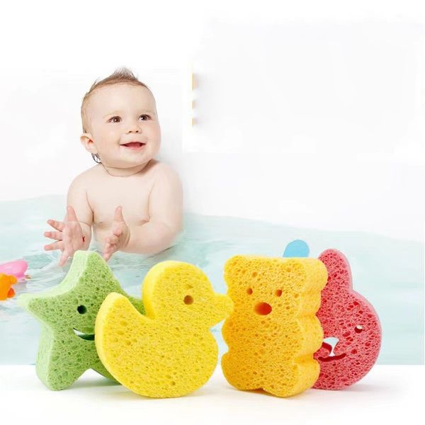 Gants de lavage bébé bain douche éponge mignon animal frottant corps fournitures de bain 4 couleurs naturel pâte de bois coton doux accessoires de salle de bain 20220903 E3