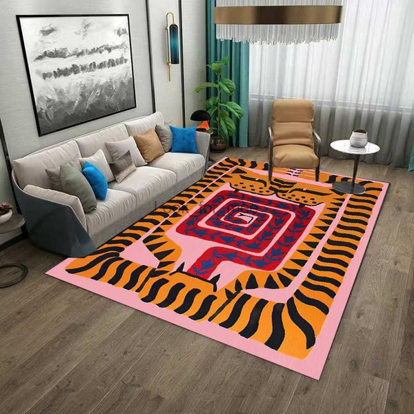 Tapis abstrait lavable de l'Egypte ancienne pour tapis de salon coloré tigre léopard figure bain antidérapant chambre décor à la maison tapis HKD230830