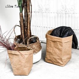 Sac en papier Kraft lavable, Pots de fleurs de plantes à la mode, sac de rangement multifonction pour la maison, emballage cadeau, sacs de rangement de haute qualité12742671
