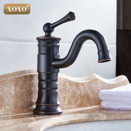 Diseño de lavabo, grifo mezclador de baño de bronce, grifos de agua negros calientes y fríos para lavabo de baño