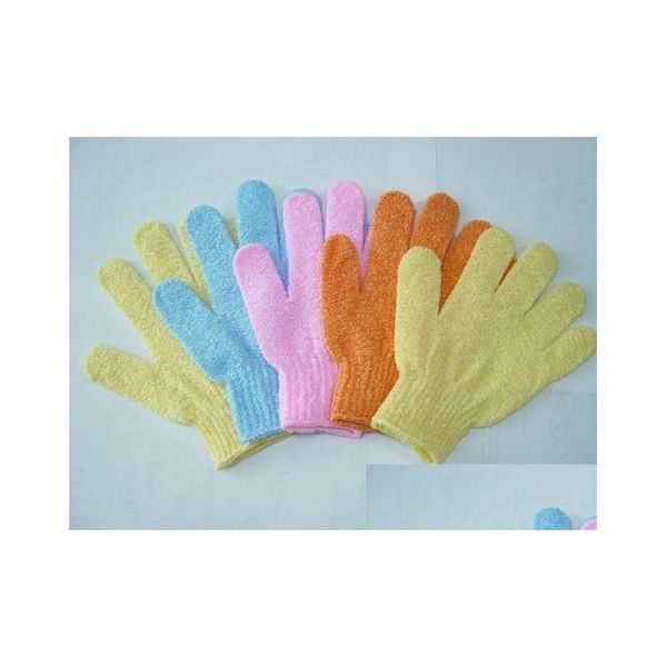 Toallitas de lavado Guantes exfoliantes Piel Cuerpo Baño Ducha Loofah Nylon Mittens Scrub Mas Spa Dedo Gota Entrega Bebé, Niños M Otvhi