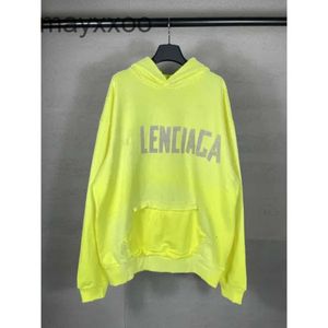 Gewassen 2024 Hooded Balenciigss Paris letters Hoodie Hoodies Tape Mens Fashion Old Designer High Printing Edition Home Draw American Textured Paper 9HF1