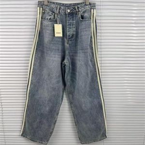 Pantalon de jean bleu lavé pour hommes femmes lavage épais de lavage de poche