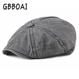 Bérets en coton lavé casquettes pour hommes chaud épaissir gavroche casquette pour femmes Vintage octogonal détective peintre chapeaux rétro