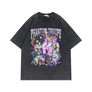 WASDIDED T-shirt met korte mouwen Fulltime Hunter Anime American Oversize Top